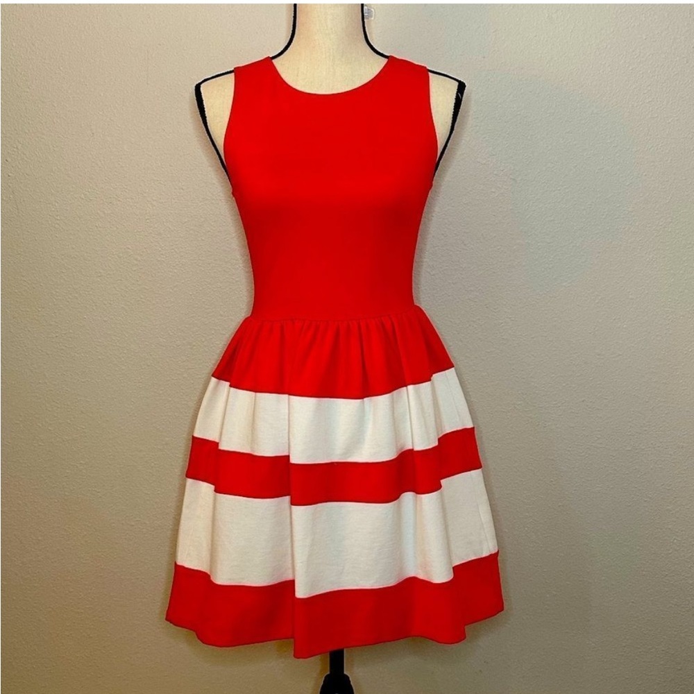 Aqua Cupcake Dress With White Strips